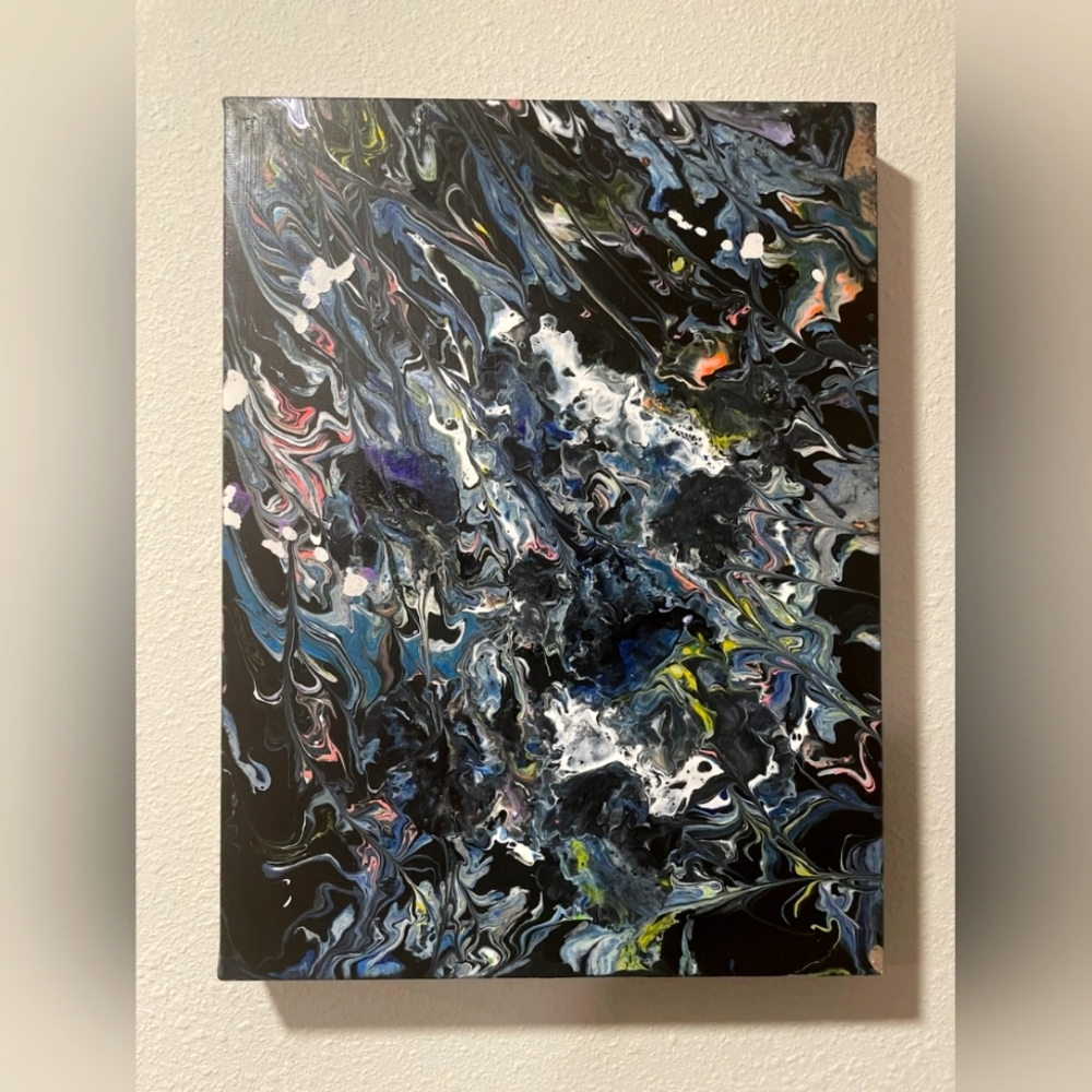 Pouring Art (Dark Abstract Flowers)